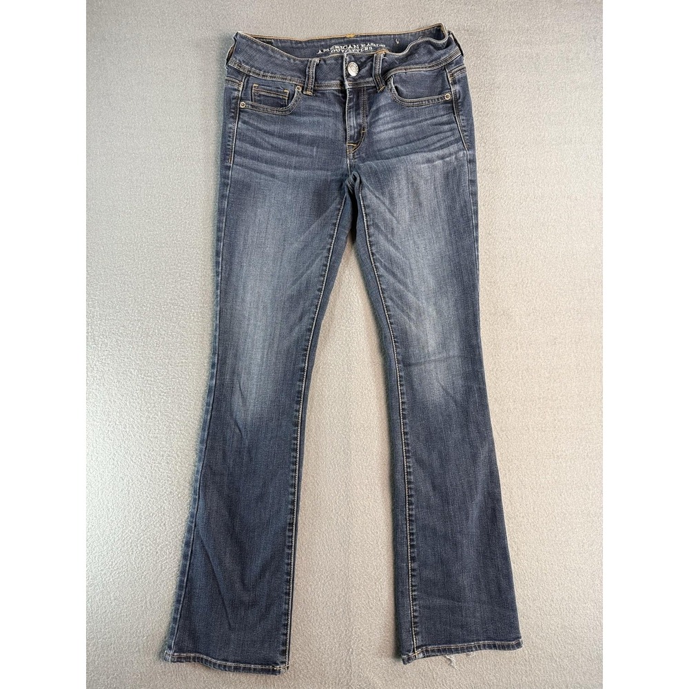 American Eagle Kick Boot Jeans Womens 2 Medium Wash Blue Low Rise Stretch Denim